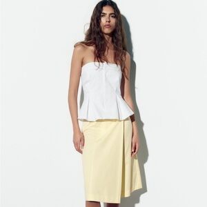 Zara white strapless garbardine top